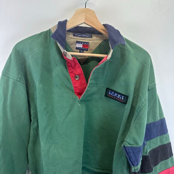 Tommy Hiilfiger Outdoors Green Cropped Pull Over Collared Sweatershirt Wmens M - Picture 6 of 13